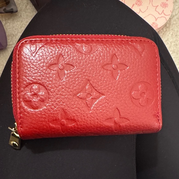 none Handbags - Red Embossed Zipper Wallet
